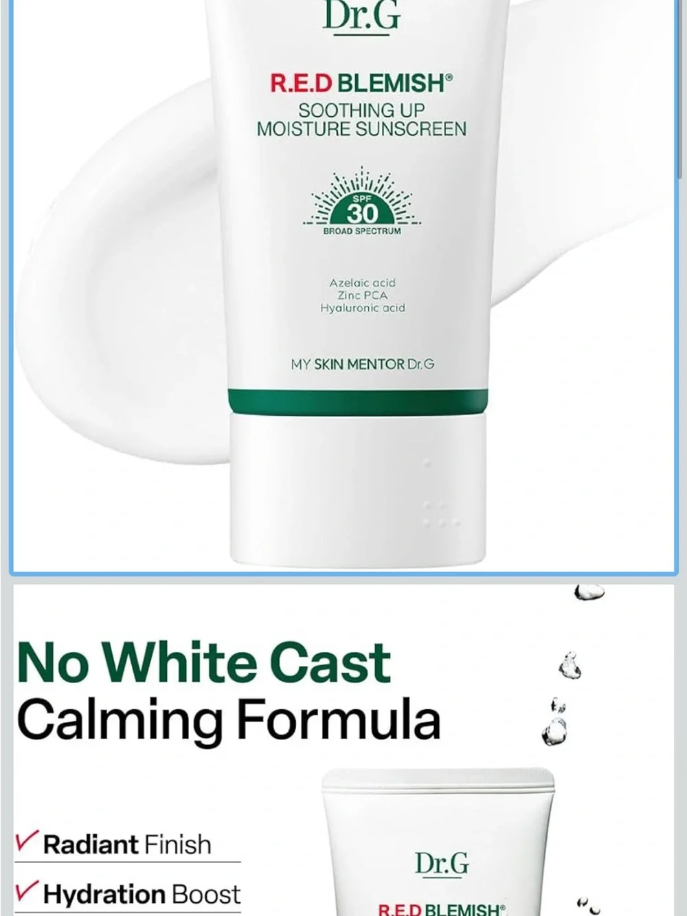 R.E.D Blemish Soothing Up Sun SPF50+ — White & Green Sun Cream -2pcs set